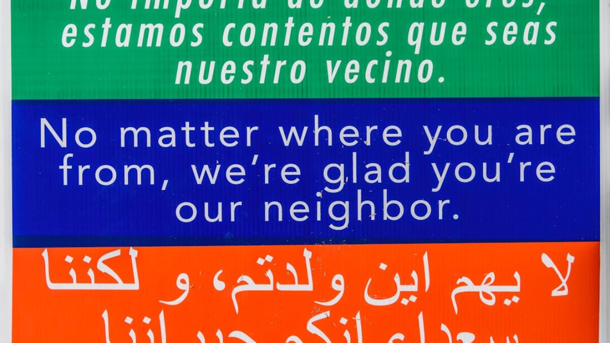 a sign in a foreign language that says no matter where you are from, we